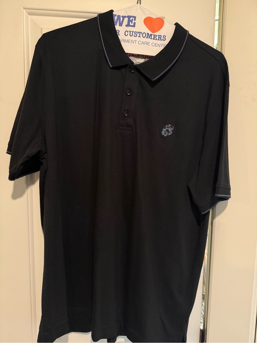 Robert Graham Black Polo with Subtle Embroidered Crest